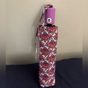 Vera Bradley Floral Patterned Umbrella with Purple Handle